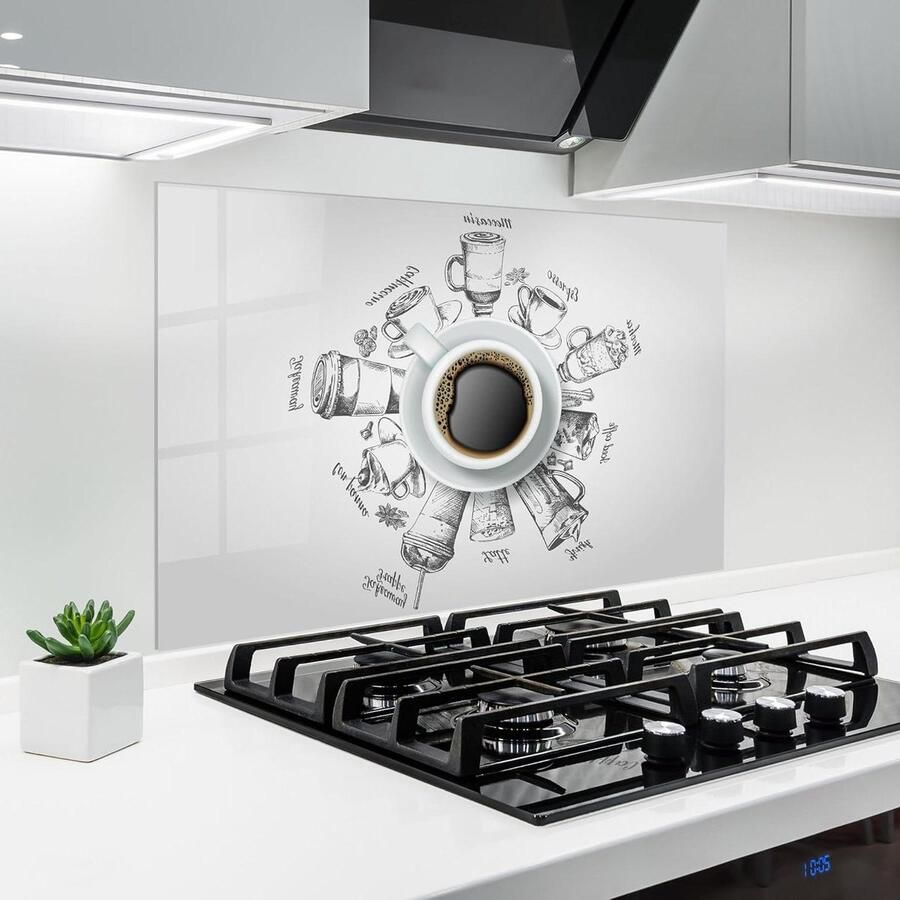 Keuken achterwand glas Spatplaat glasplaat Bescherming kookplaat Hittebestendig 200°C 60x100cm Koffie