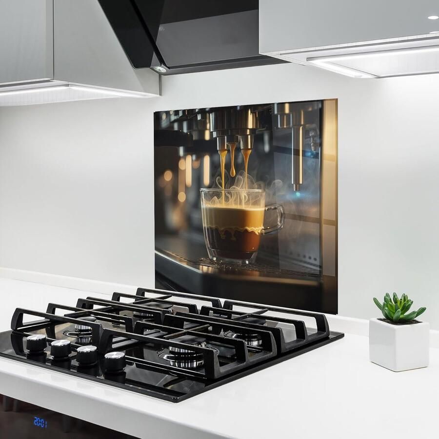Keuken achterwand glas Spatplaat glasplaat Bescherming kookplaat Hittebestendig 5mm glas 100x100 cm Espresso Coffee