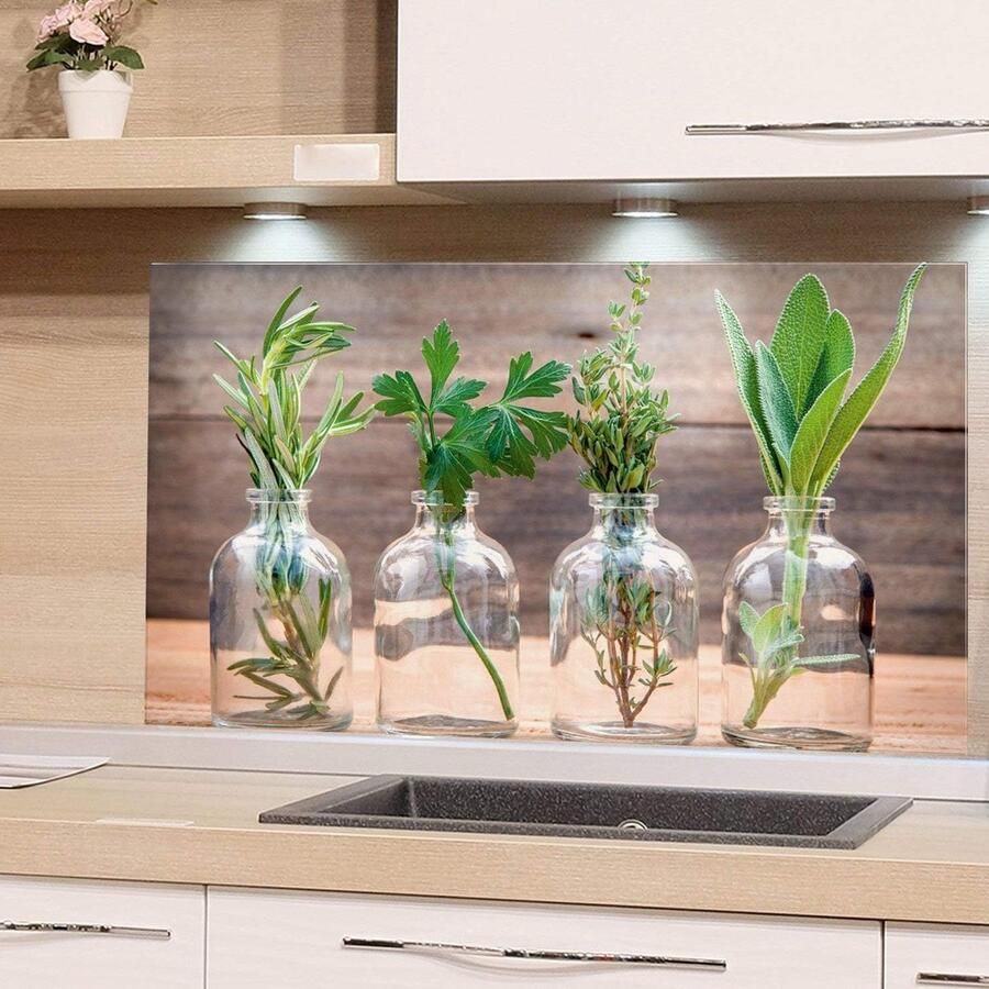 Keuken achterwand glas Spatwand fornuis Keuken beschermen Veelzijdige designs 100x60 cm Meerdere kleuren