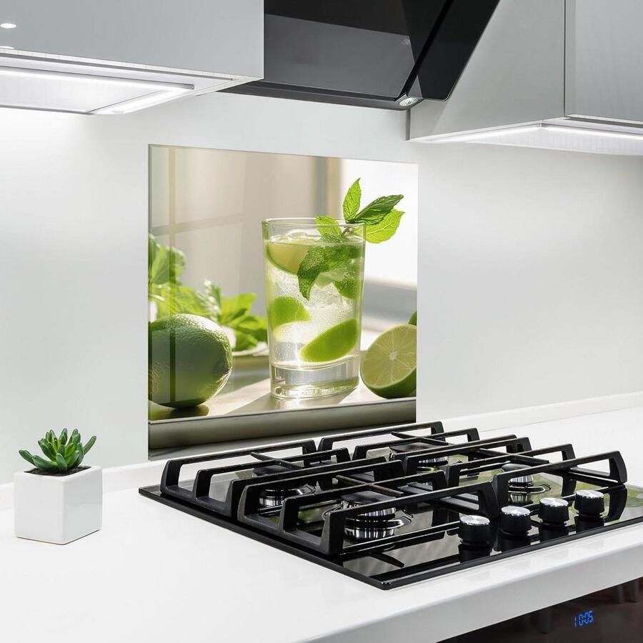 Keuken achterwand glas Spatwand glasplaat Bescherming kookplaat Hittebestendig 5mm glas 60x60 cm Mint Lime