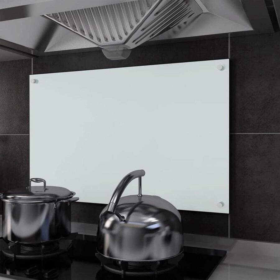 Keuken Achterwand Glas Spatwand Keuken Bescherming Kookplaat Hittebestendig Krasvast 80x50 cm Wit