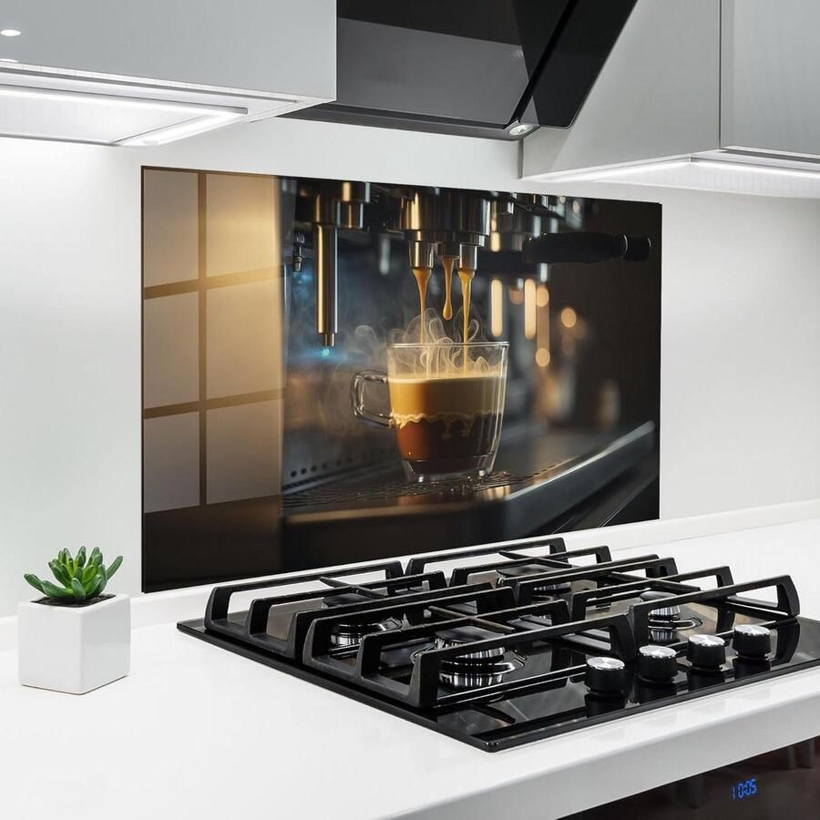 Keuken achterwand Glasplaat spatbord Bescherming kookplaat Hittebestendig glas 70x100 cm Espresso