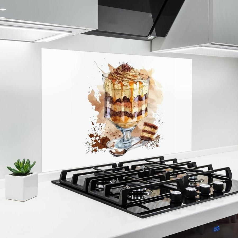 Keuken achterwand Glasplaat spatbord Koken beschermen Hittebestendig glas 60x80 cm Cup Dessert