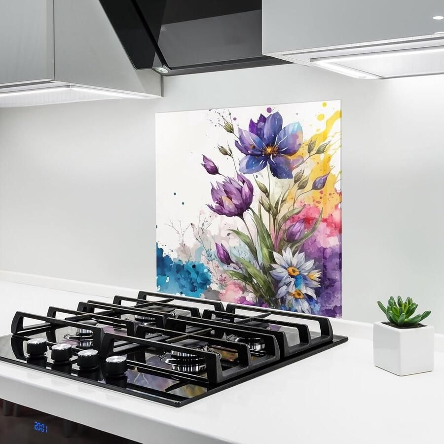 Keuken achterwand Glasplaat spatwand Koken beschermen Hittebestendig glas 60x60 cm Bloemen lente