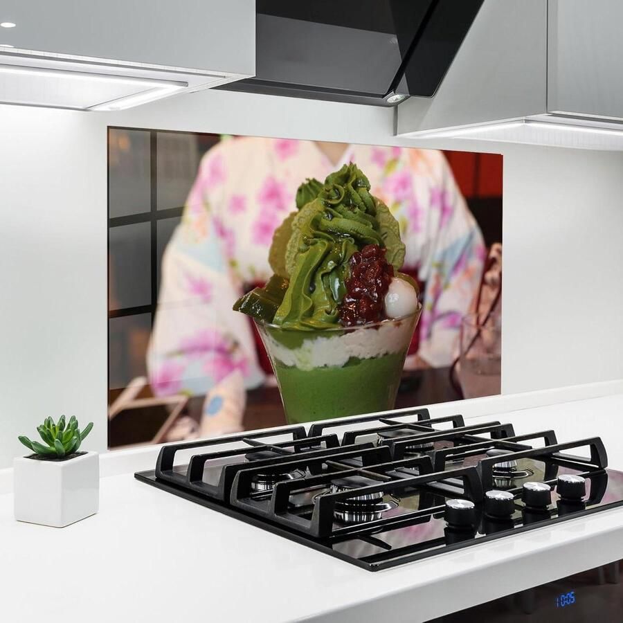Keuken achterwand Glazen plaat Bescherming kookplaat Hittebestendig glas 50x70 cm Pistache Dessert