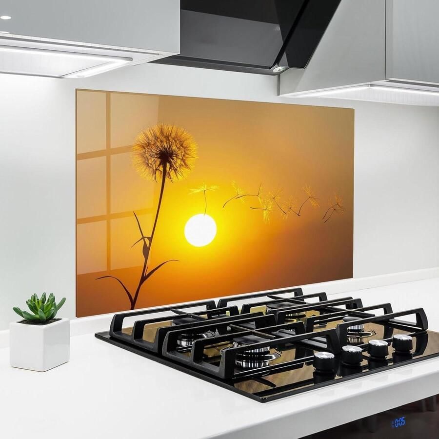 Keuken achterwand Glazen plaat Bescherming kookplaat Hittebestendig glas 60x100 cm Zomerse paardenbloem