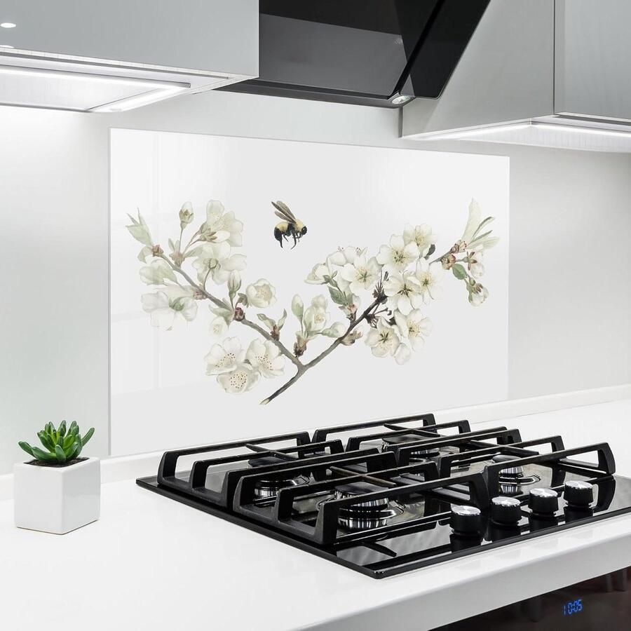 Keuken achterwand Glazen plaat Koken beschermen 3D effect print 60x80 cm Bloemenlandschap