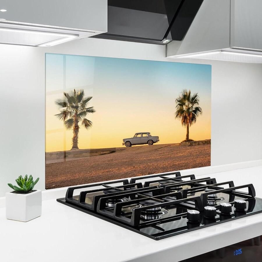 Keuken achterwand Glazen spatbord Bescherming kookplaat Hittebestendig glas 60x100 cm Zomerse auto