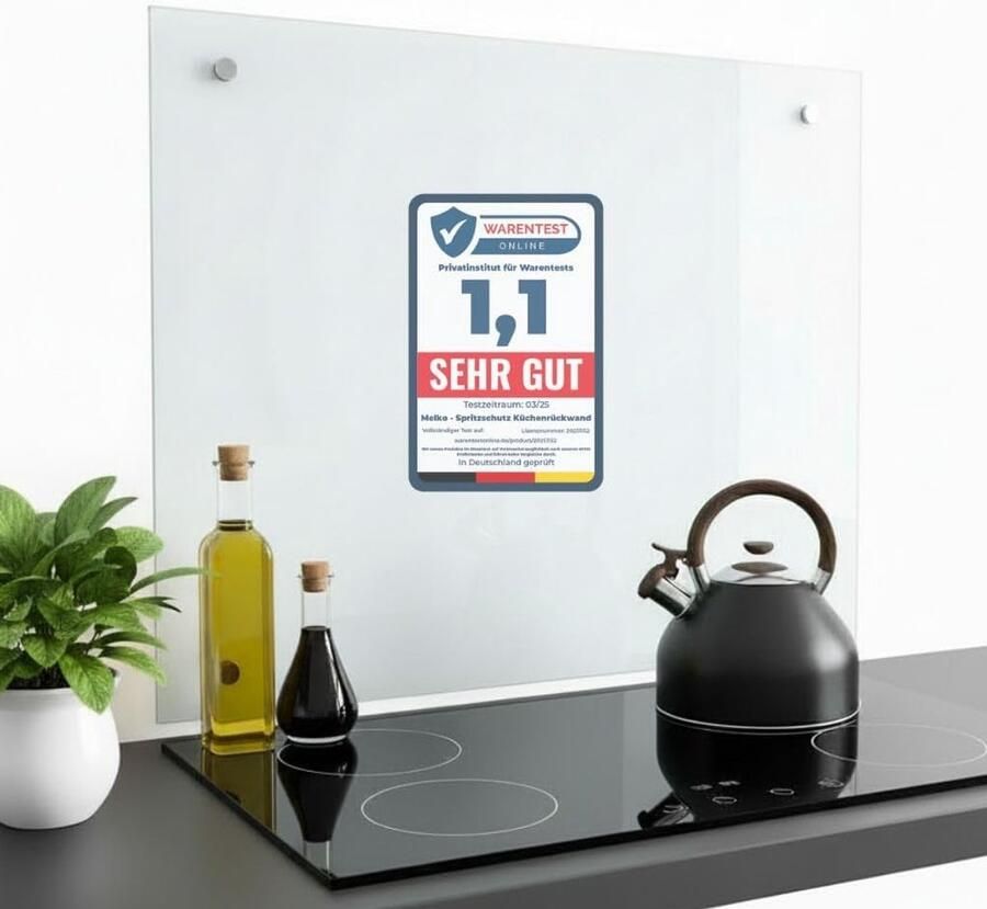 Keuken Achterwand Spatbescherming Glas Koken Beschermen ESG Veiligheidsglas 100 x 55 cm Transparant
