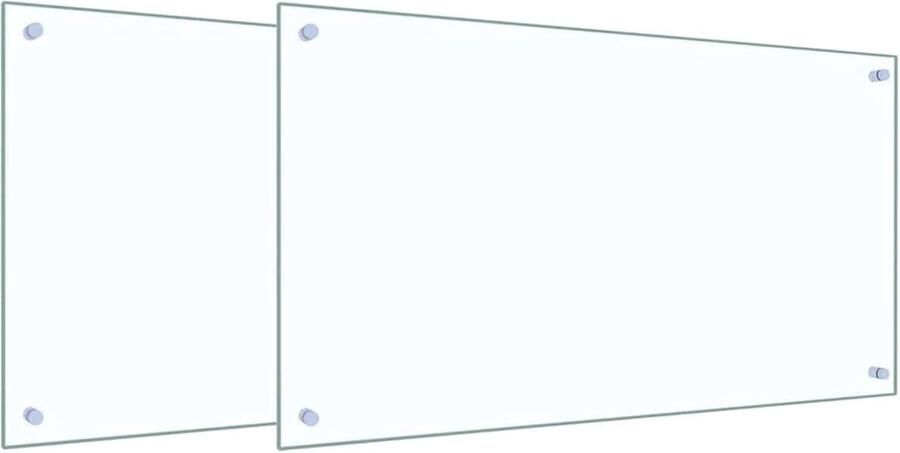Keuken achterwand Spatbescherming glas Koken schoonhouden Hittebestendig gehard glas 90 x 50 cm Transparant
