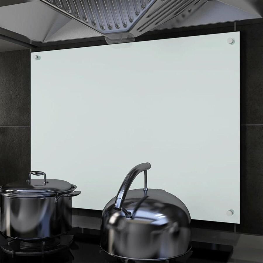 Keuken achterwand Spatbescherming keuken Koken beschermen Gehard glas 80x60 cm Wit