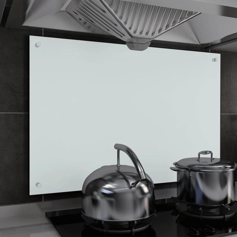 Keuken achterwand Spatbescherming muur Koken beschermen Gehard glas 90x60 cm Wit