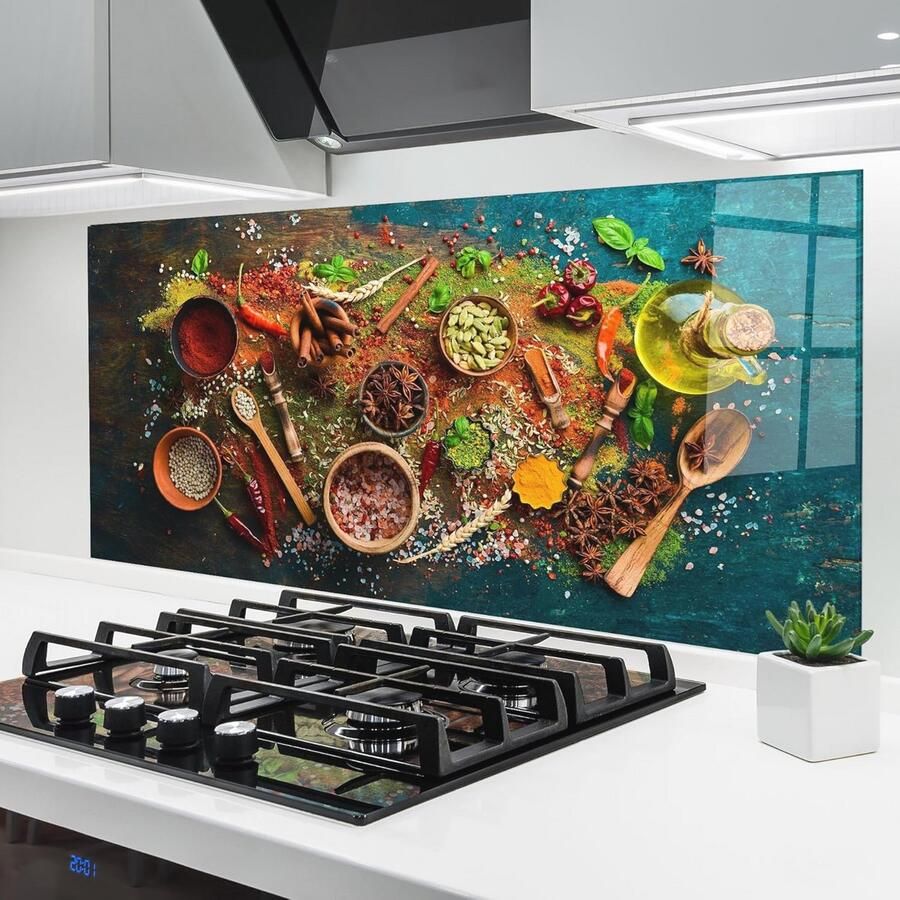 Keuken achterwand spatscherm van 60x120 cm van gehard glas Spatbescherming voor het fornuis en voedselbereiding