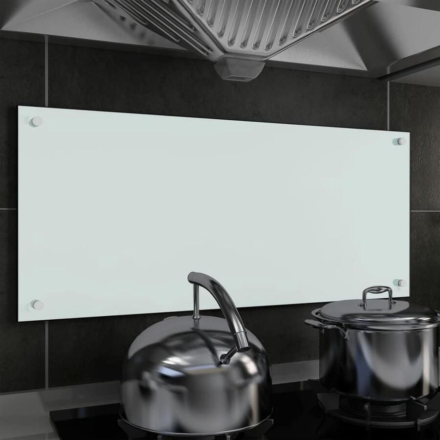 Keuken Achterwand Spatwand Glas Koken Beschermen Hittebestendig Gehard Glas 90x40 cm Wit