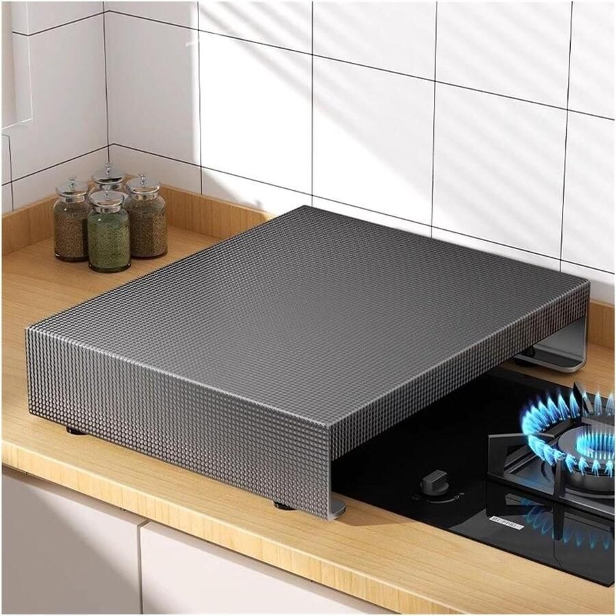 Keuken Afdekplaat Kookplaat Cover Extra Werkruimte Hittebestendig Staal 25 kg Draaglast Zwart - Foto 1