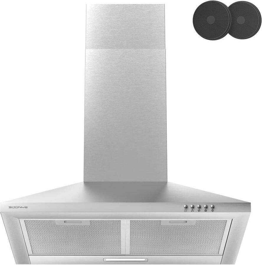 Afzuigkap Keuken Wandmodel Afzuiging Verse Keukenlucht 5-laags Aluminiumfilter 60 cm Breed Zwart