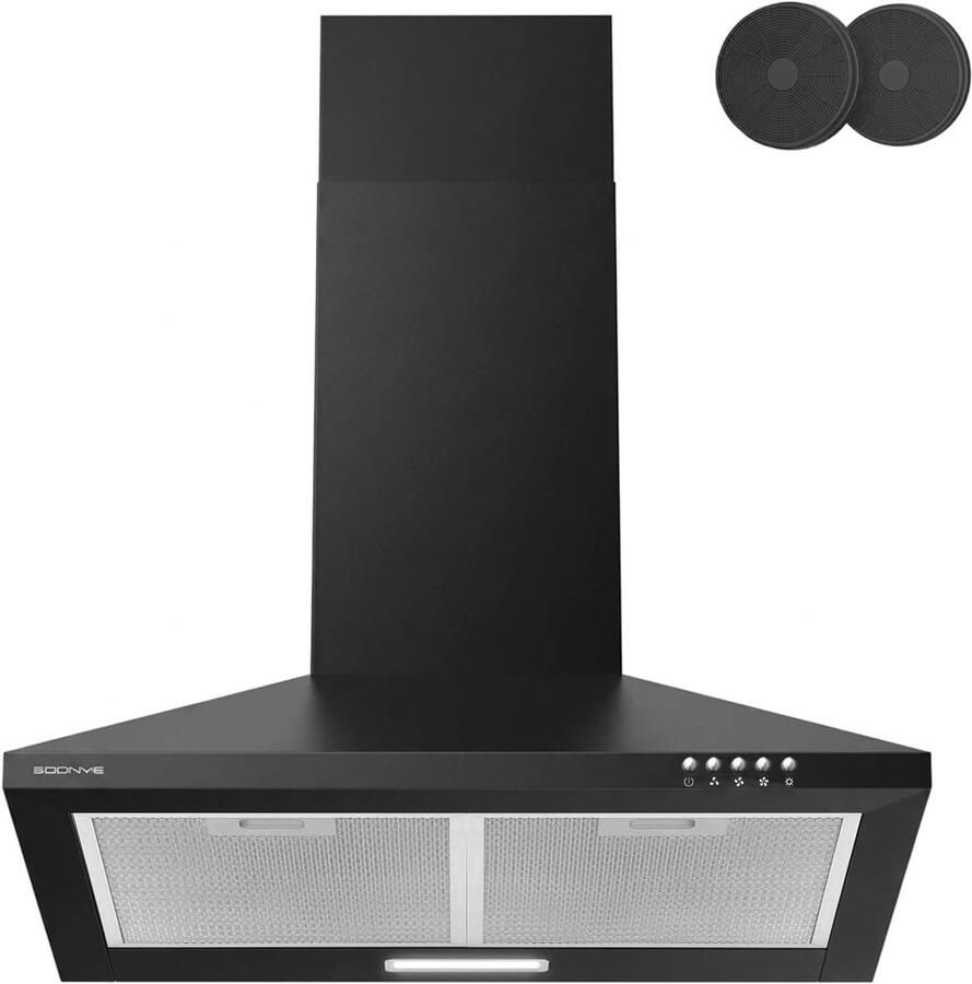 Keuken Afzuigkap Wandmodel Dampkap Verse Lucht 5-laags Aluminiumfilter 60 cm Breed Zwart