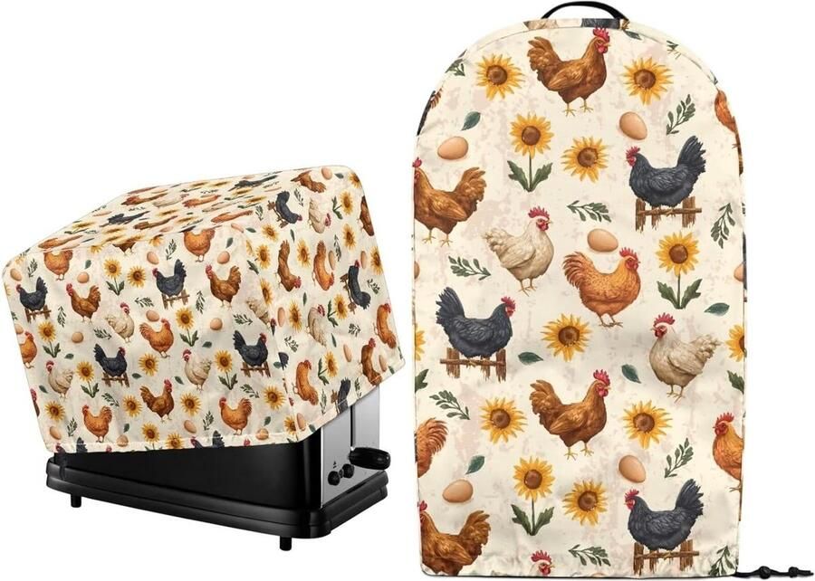 Keuken Apparaat Hoezen Stofkappen Set Apparaten Beschermen Gewatteerd Polyester Set van 2 Boerderij Haan