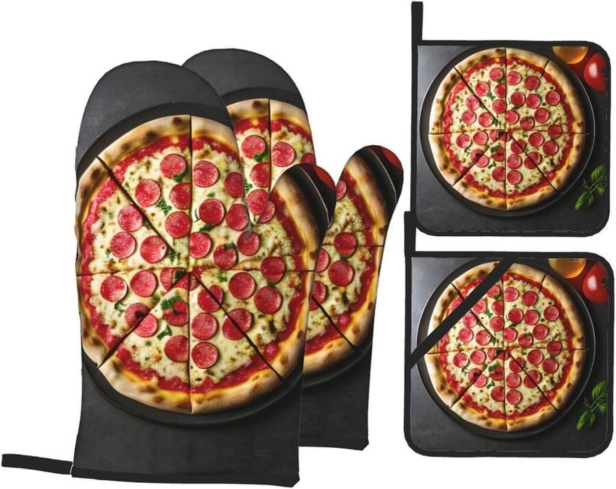 Keuken bakset Ovenwanten set Veilig koken Waterdichte stof 4-delig Grote Pizza
