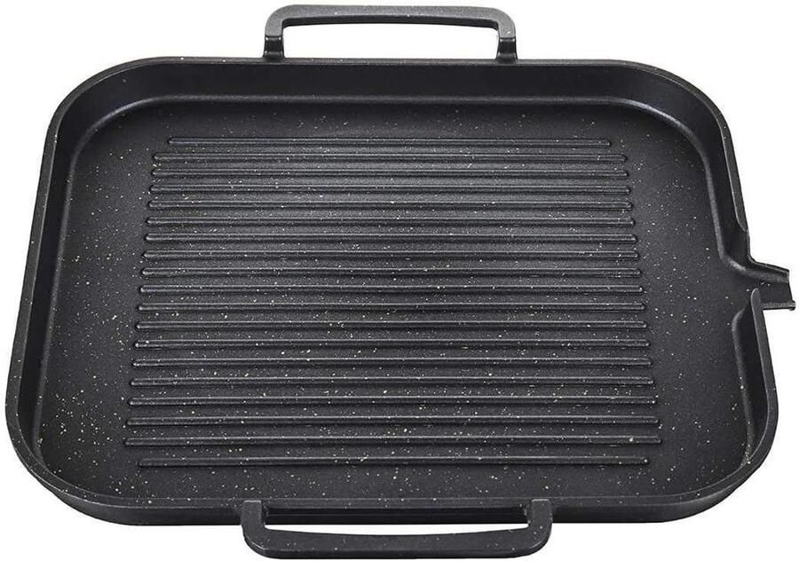 Keuken Grillpan Bakplaat Buiten Koken Omkeerbaar 30x25 cm Zwart