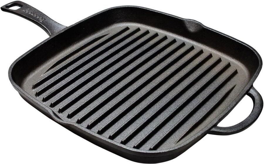 Keuken Grillpan Vierkante Pan Grillen aanbraden Gietijzeren constructie 26 x 26 cm Zwart - Foto 1