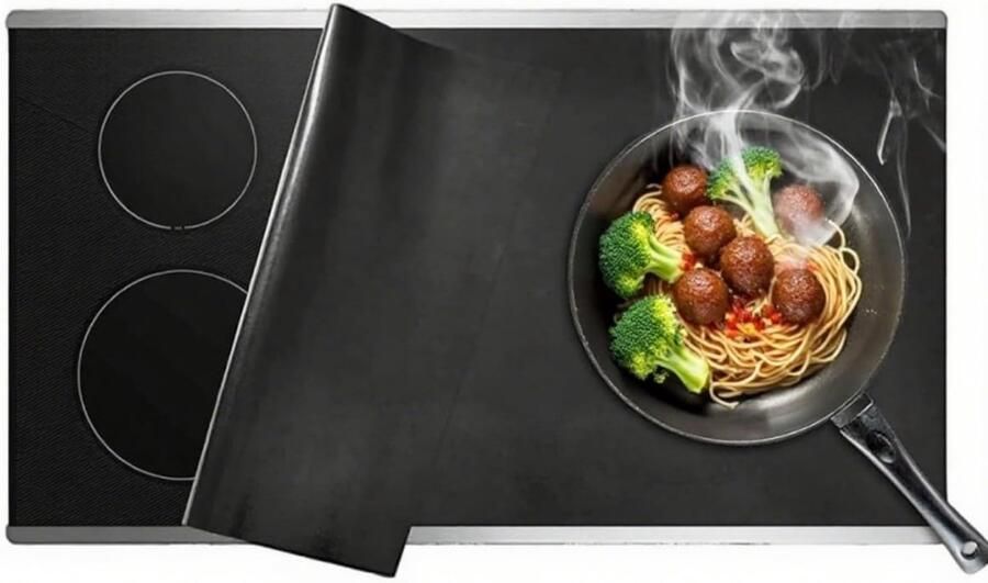 Keuken Inductiekookplaat Beschermmat 80x50CM Krassenbeschermer Siliconen Kookplaat Deksel Hittebestendig en Magnetisch