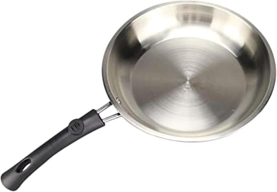 Keuken koekenpan Antiaanbakpan RVS Koken op inductie Ovenbestendig materiaal 22cm diameter Zilver
