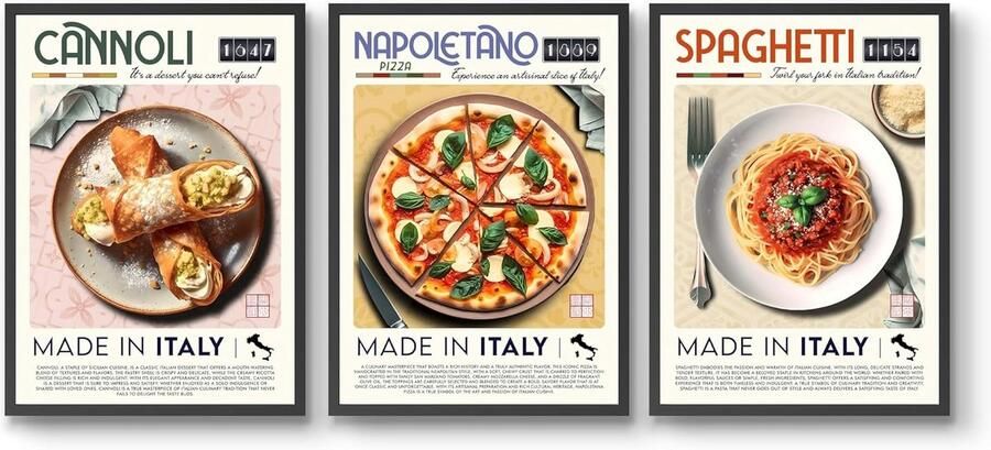 Keuken Posters Italiaanse Kunst Keuken Decoratie Giclée Proces Set van 3 Meerdere Kleuren