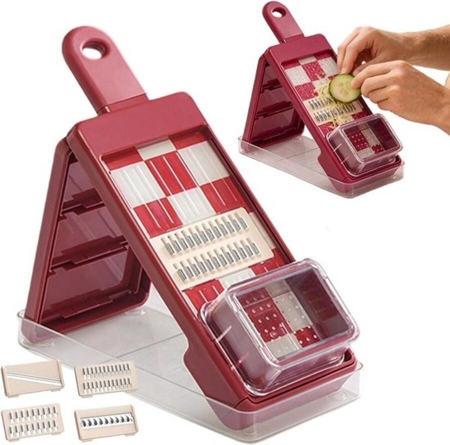 Keuken Snijder Voedselmolen Rasp Maaltijd Voorbereiding 4-in-1 Multifunctioneel 315 x 129 x 72 cm Rood