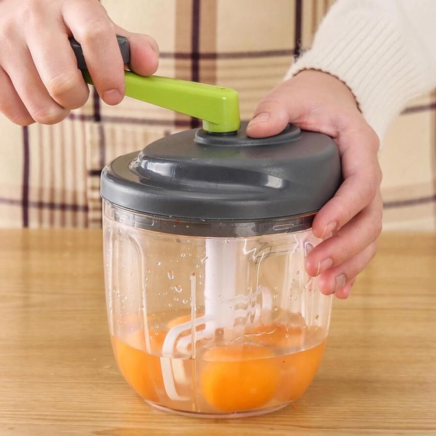 Keuken Snijmachine Groentehakker Handmatig Snel Ingrediënten Snijden Compact Lichtgewicht Ontwerp 17.5 x 14.3 x 13.6 cm - Foto 2