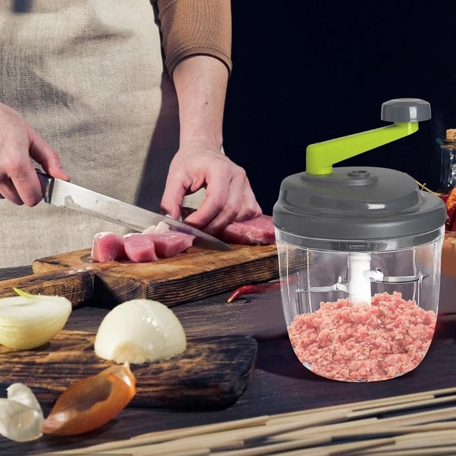 Keuken Snijmachine Groentehakker Handmatig Snel Ingrediënten Snijden Compact Lichtgewicht Ontwerp 17.5 x 14.3 x 13.6 cm