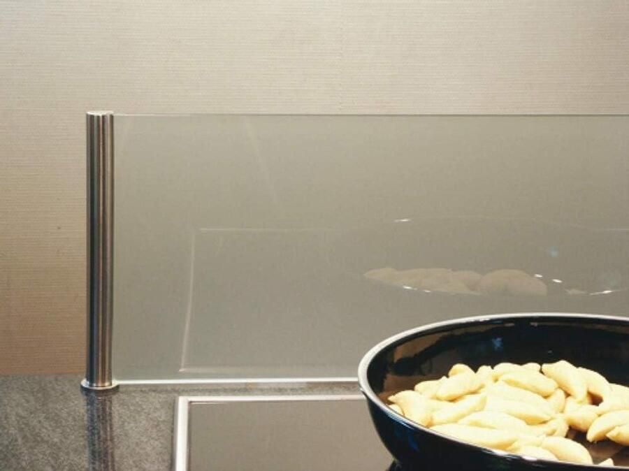 Keuken spatbescherming Werkblad beschermer Koken beschermen Met glasplaat 900 mm breed RVS look