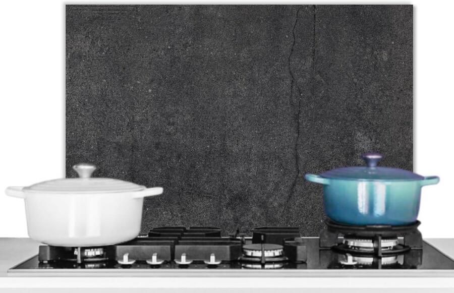 Keuken Spatscherm 70x50 cm Hittebestendig Achterwand voor Kookplaat Beton Look Zwart Grijs