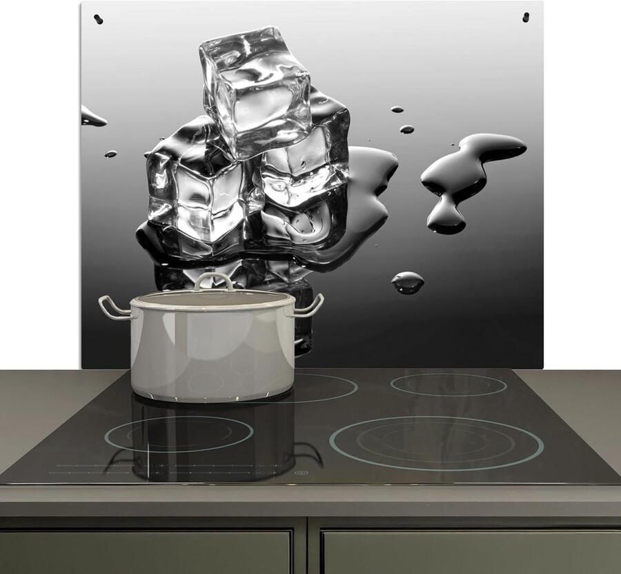 Keuken Spatscherm Wandbeschermer Kookplaat Schoon Keuken Houden 2-in-1 Functie 51.6x57.6 cm Grijs Zwart