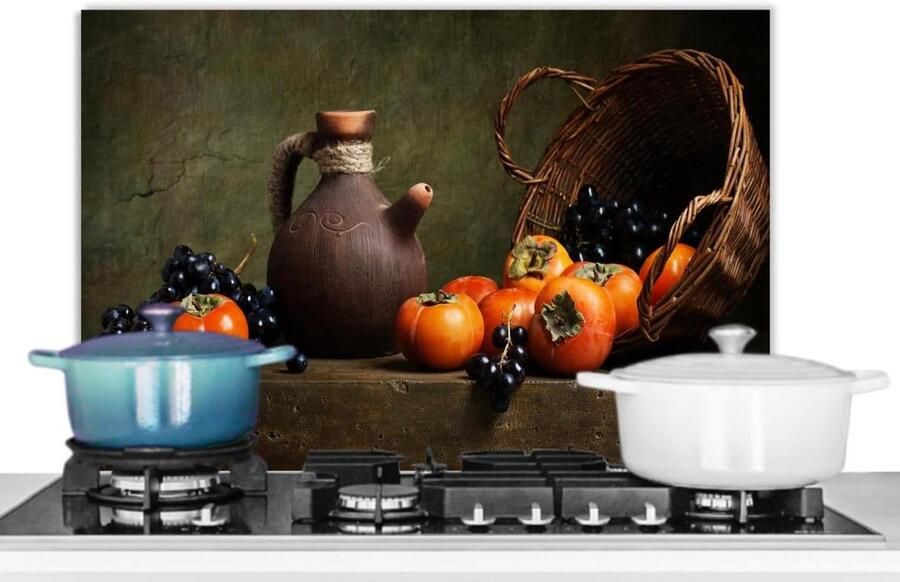 Keuken Spatscherm Achterwand Beschermer Koken Beschermen Hittebestendig Aluminium 70x50 cm Rustiek Fruit
