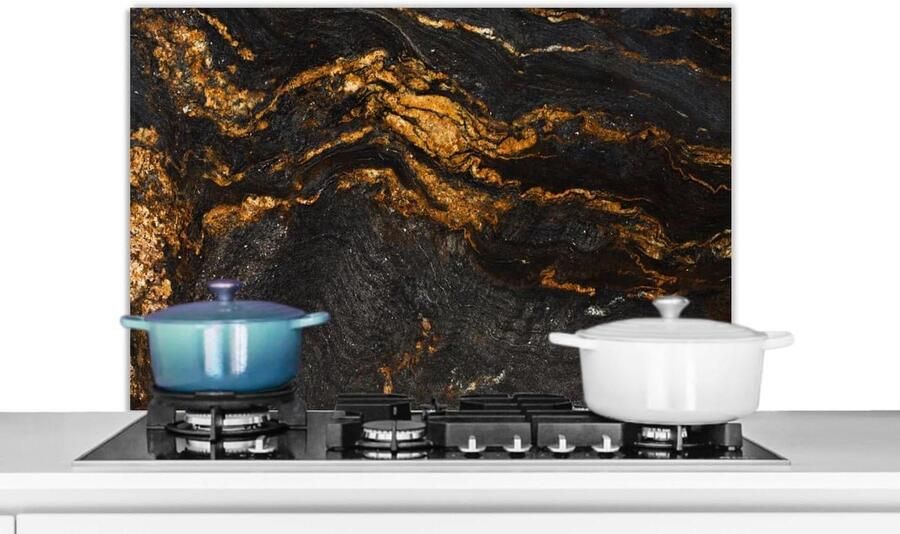 Keuken Spatscherm Achterwand Beschermer Koken Beschermen Luxe Marmerlook 90x60cm Limoen
