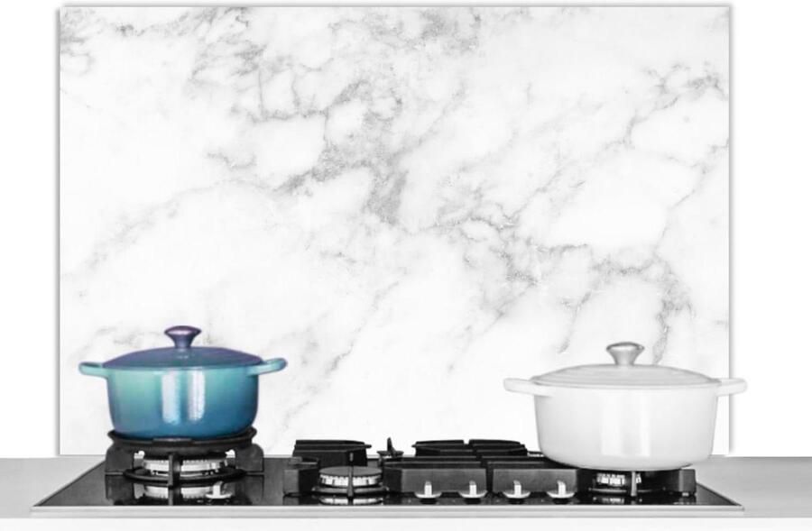 Keuken Spatscherm Achterwand Beschermer Koken en Bakken Hittebestendig Aluminium 100x65 cm Marmerlook