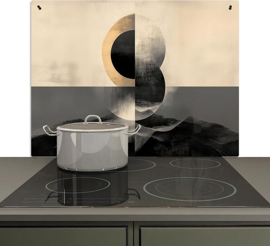 Keuken Spatscherm Achterwand Beschermer Koken en Beschermen 2-in-1 Functie 51.5x76 cm Cirkels Schaduw