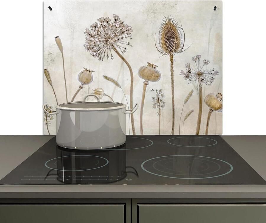 Keuken Spatscherm Achterwand Beschermer Koken en Beschermen 2-in-1 Functie 59x77 cm Bloemen Waterverf