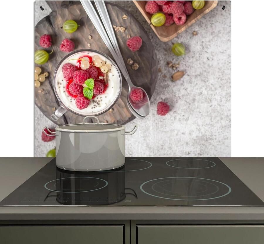 Keuken Spatscherm Achterwand Beschermer Koken en Reinigen 2-in-1 Functie 52x60 cm Dessert Fruit