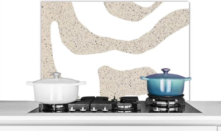 Keuken Spatscherm Achterwand Beschermer Koken en Reinigen Abstract Terrazzo Design 80x55 cm Beige