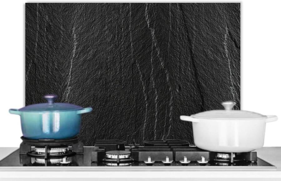 Keuken Spatscherm Achterwand Beschermer Koken Hittebestendig Aluminium 60x40 cm Zwart Steen