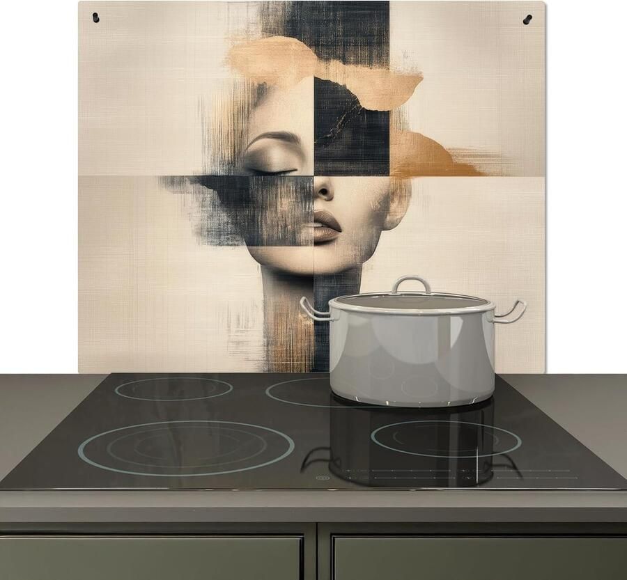 Keuken Spatscherm Achterwand Beschermer Kookplaat Beschermen Hittebestendig Aluminium 52x65 cm Goud