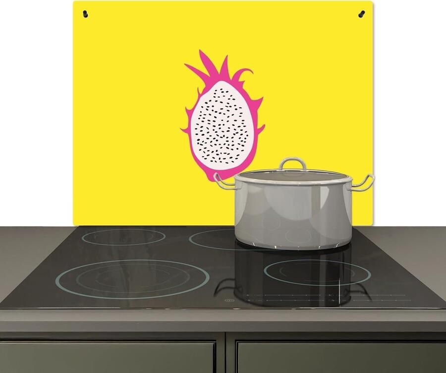Keuken Spatscherm Achterwand Beschermer Kookplaat Beschermen Hittebestendig Materiaal 52x71 cm Drakenvrucht Illustratie