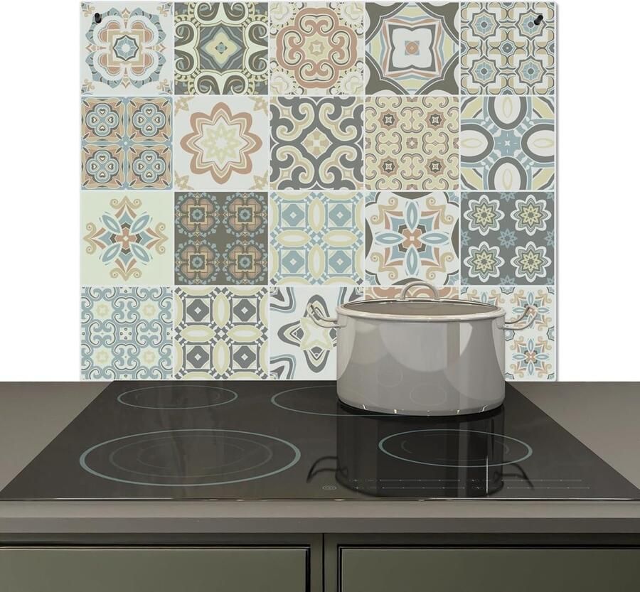 Keuken Spatwand Achterwand Beschermer Kookplaat Reinigen Hittebestendig Aluminium 51x59 cm Patroon Tegel