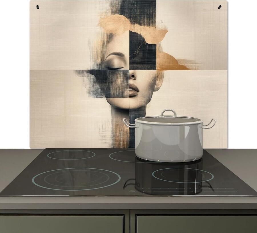 Keuken Spatscherm Achterwand Beschermer Kookplaat Reinigen Hittebestendig Aluminium 52x80 cm Goud