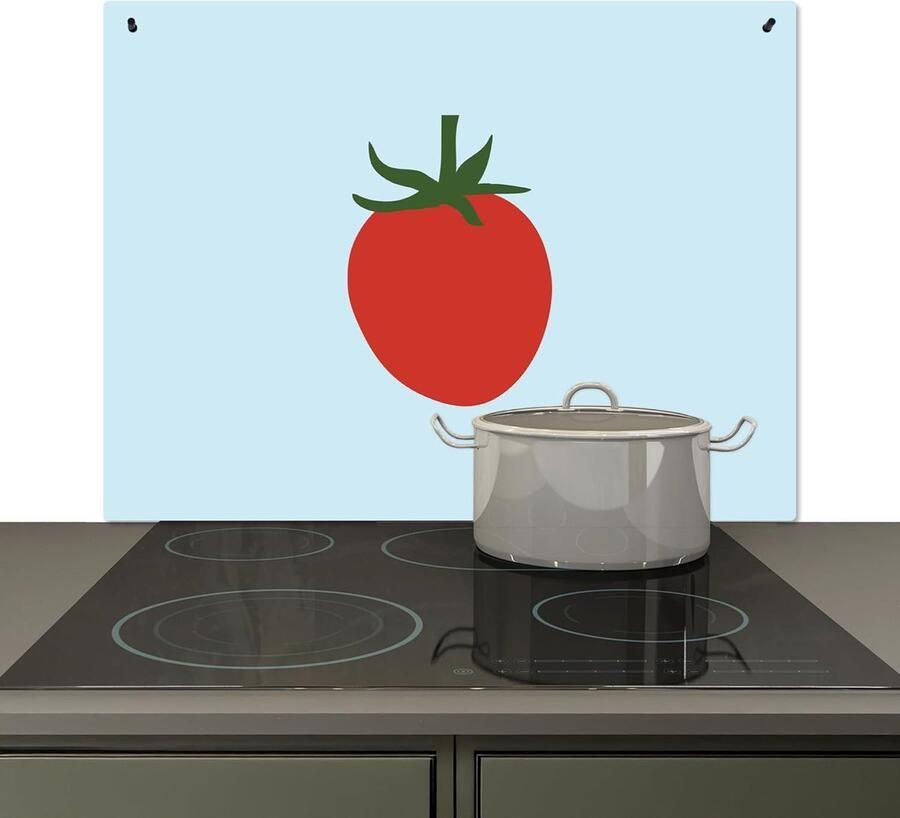 Keuken Spatscherm Achterwand Beschermer Kookplaat Reinigen Hittebestendig Aluminium 52x80 cm Rood Tomaat
