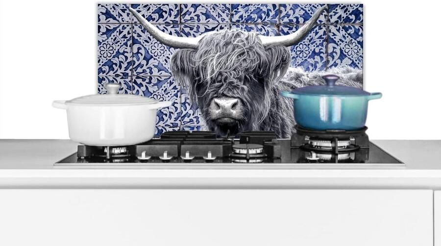 Keuken Spatscherm Achterwand Bescherming Koken Zonder Vlekken Hittebestendig Aluminium 70x30 cm Delfts Blauw Design