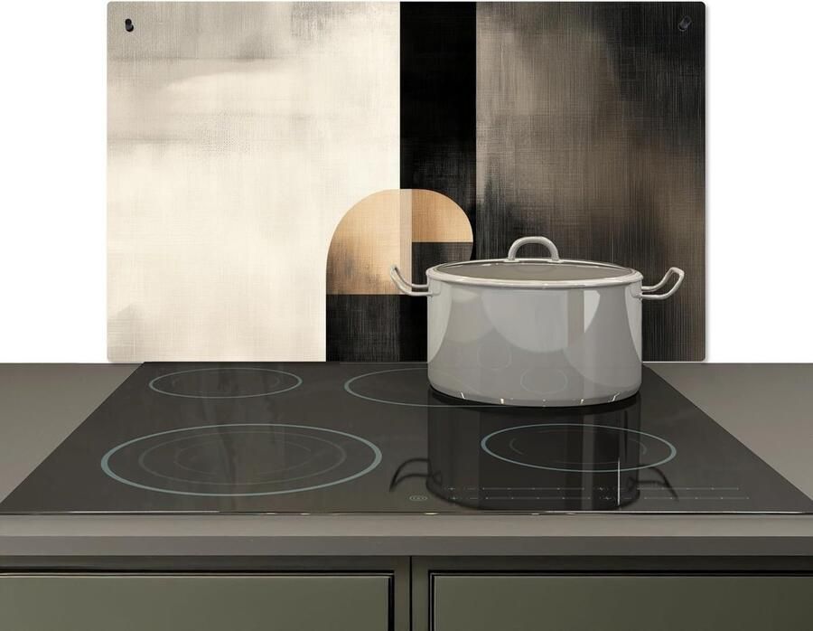 Spatwand Keuken Kookplaat Beschermer Koken Schoonhouden Zelfklevend Hittebestendig 52x91cm Zwart
