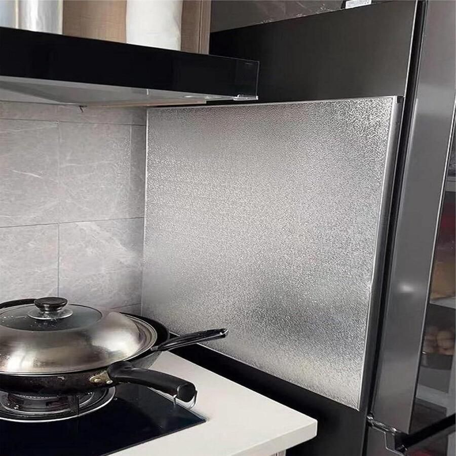 Keuken Spatscherm Fornuis Schild Keuken Beschermen Oliebestendig Aluminium 60 cm x 60 cm Zilver
